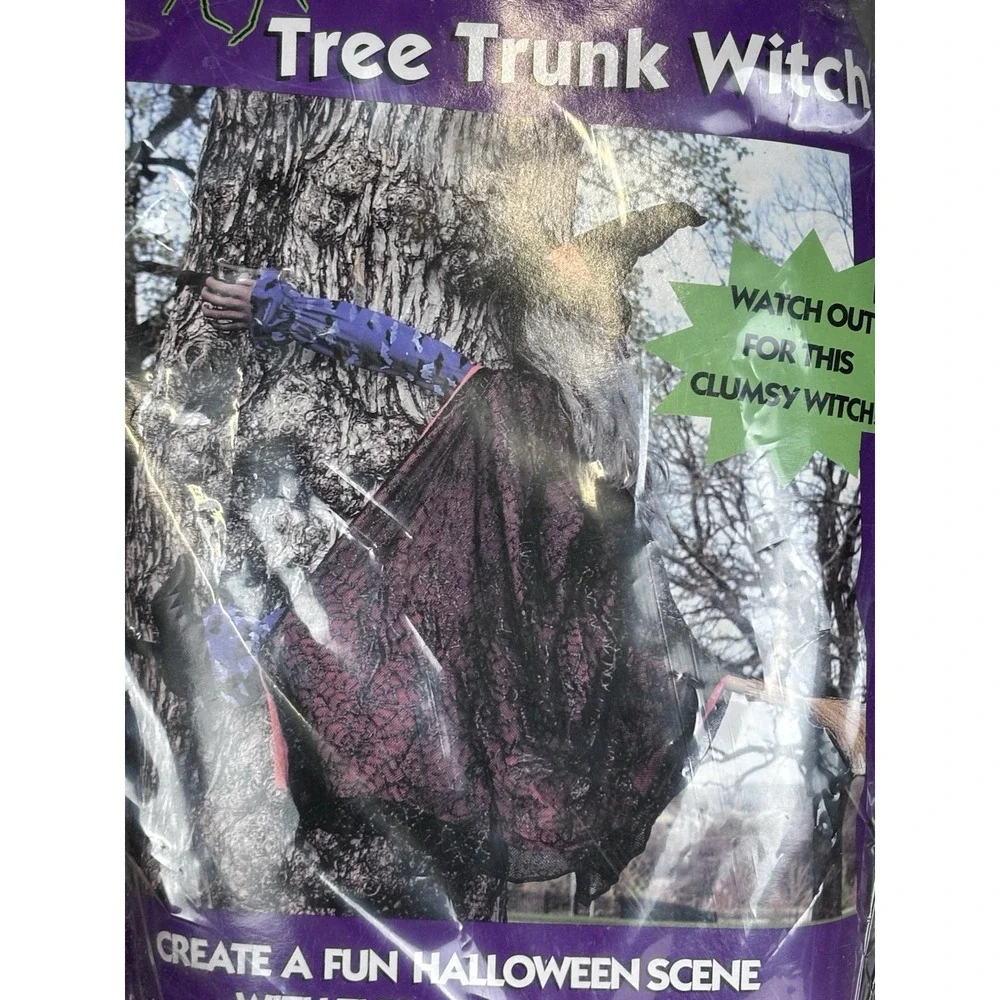Vintage Halloween Flying Witch Tree Trunk Witch Large & Heavy /‎ NEW Old Stock